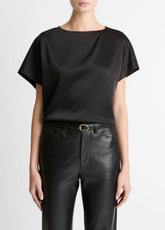 Draped Satin Dolman-Sleeve Blouse in Short Sleeve | Vince outlet