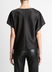Draped Satin Dolman-Sleeve Blouse in Short Sleeve | Vince outlet