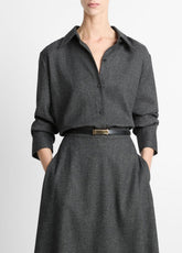Italian Jaspe Relaxed Button-Front Shirt in Long Sleeve | Vince for sale