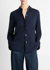 Stretch-Silk Button-Front Blouse in Long Sleeve | Vince US