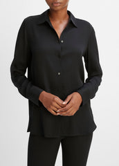 Slim Fitted Stretch-Silk Blouse in Long Sleeve | Vince discount