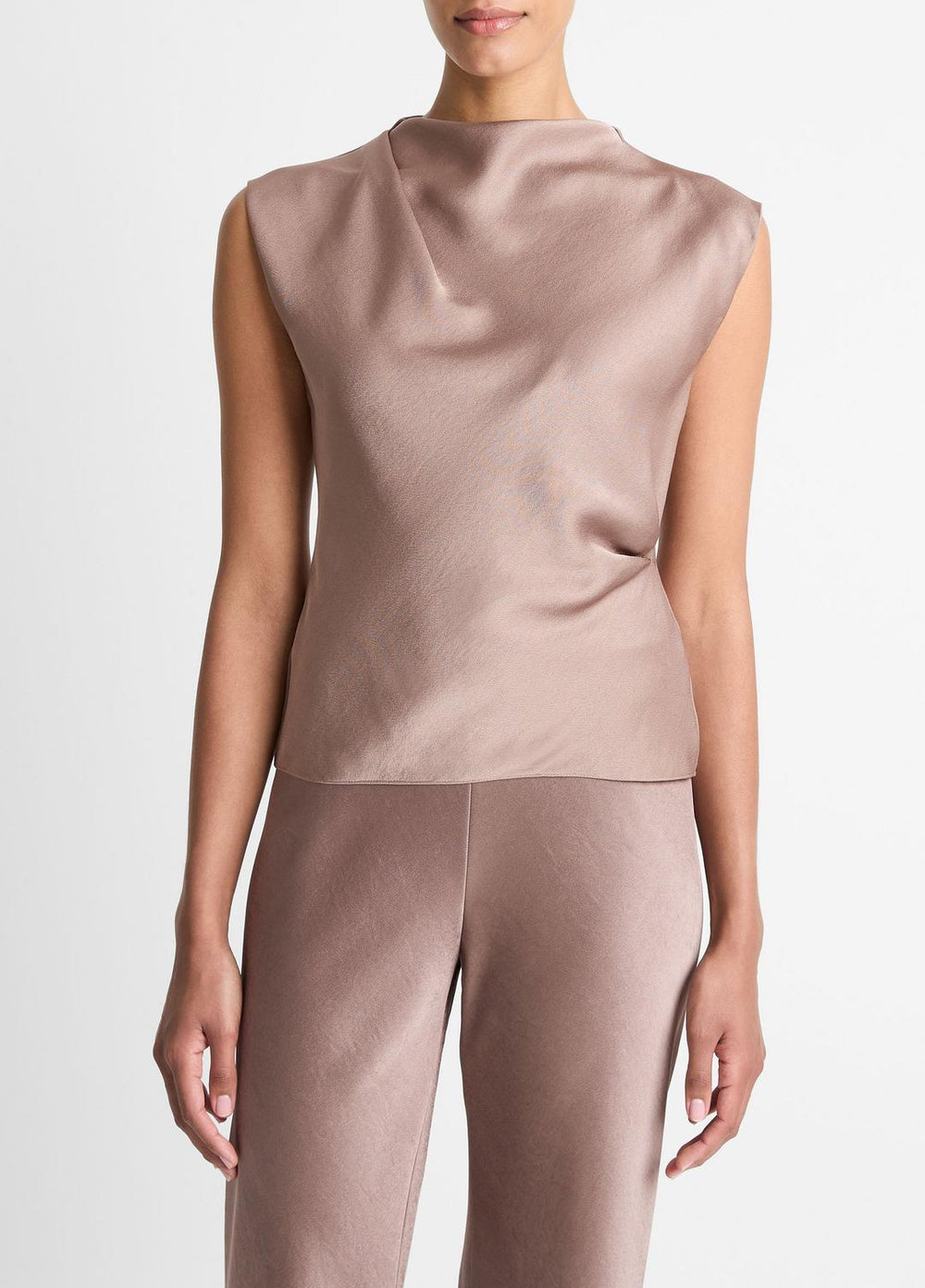 Satin Draped Cowl-Neck Top in Tank Tops | Vince near me