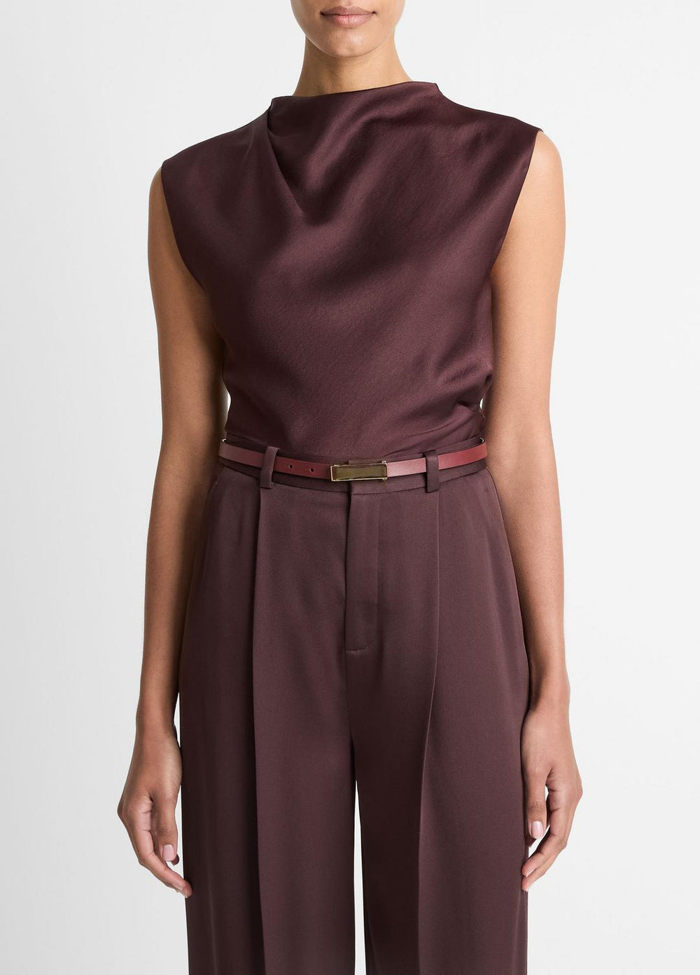 Satin Draped Cowl-Neck Top in Tank Tops | Vince for sale