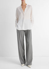 Silk Satin Band-Collar Blouse in Long Sleeve | Vince outlet