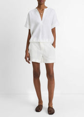 Linen Drawcord-Hem Blouse in Short Sleeve | Vince for sale