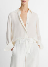 Stretch-Silk Button-Front Blouse in Long Sleeve | Vince outlet