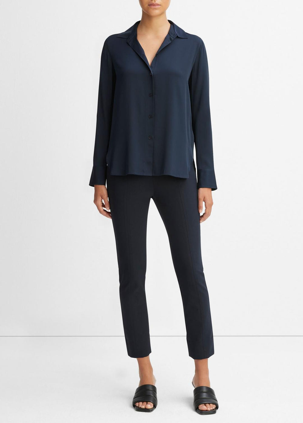 Slim Fitted Stretch-Silk Blouse in Long Sleeve | Vince near me