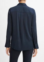 Slim Fitted Stretch-Silk Blouse in Long Sleeve | Vince near me