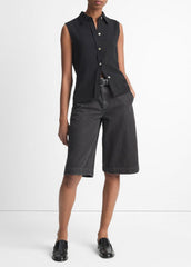 Sleeveless Button-Front Shirt in Short Sleeve | Vince outlet