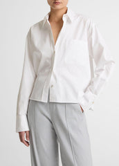 Cotton Cropped Button-Front Shirt in Long Sleeve | Vince for sale