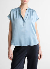 Silk Gathered Cap-Sleeve Blouse in Short Sleeve | Vince on sale