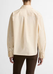 Cotton Cropped Button-Front Shirt in Long Sleeve | Vince US