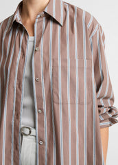 Striped Cotton-Blend Button-Front Shirt in Long Sleeve | Vince Online