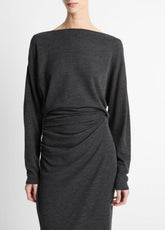 Draped Wool-Blend Slash-Neck Top in Long Sleeve | Vince sale