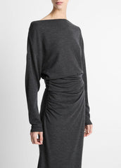 Draped Wool-Blend Slash-Neck Top in Long Sleeve | Vince sale