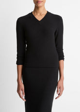 Cozy Rib High V-Neck Top in Long Sleeve | Vince on sale