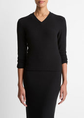 Cozy Rib High V-Neck Top in Long Sleeve | Vince on sale