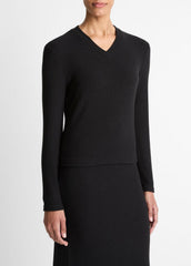 Cozy Rib High V-Neck Top in Long Sleeve | Vince on sale