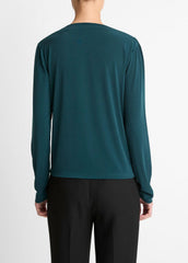 Matte Jersey Cowl-Neck Top in Long Sleeve | Vince US