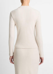 Cozy Rib High V-Neck Top in Long Sleeve | Vince discount