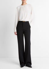 Matte Jersey Gathered Blouse in Long Sleeve | Vince Online
