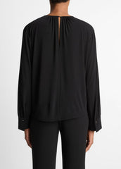 Matte Jersey Gathered Blouse in Long Sleeve | Vince discount