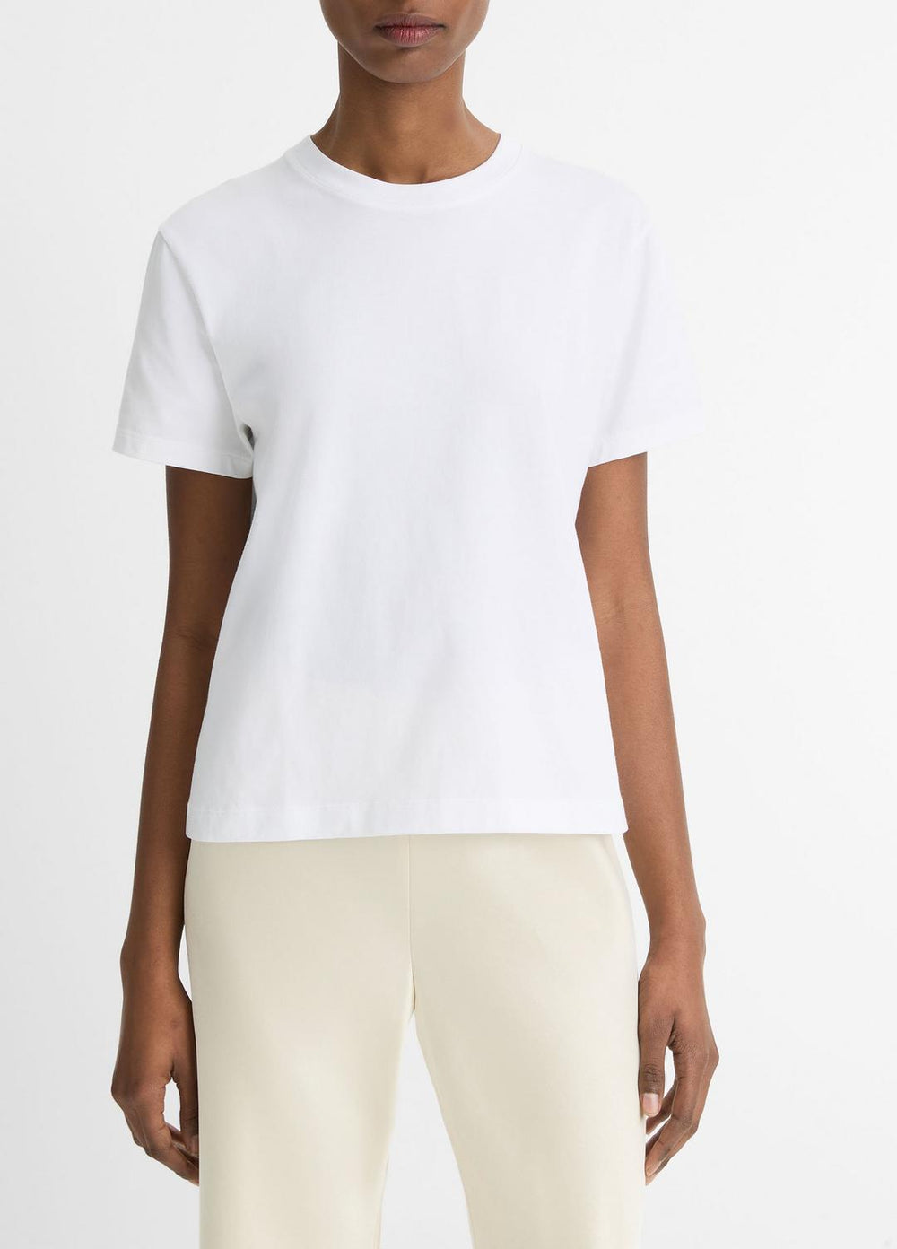 Pima Cotton Crew Neck T-Shirt in Short Sleeve | Vince US