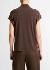 Twist-Neck Matte Jersey Cap-Sleeve Top in Short Sleeve | Vince Online