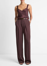 Satin Pleated Wide-Leg Trouser in Trousers | Vince US