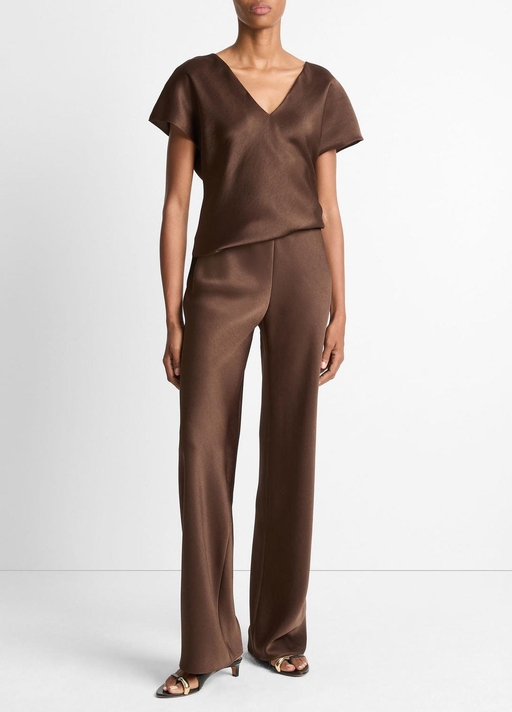 Colette High-Rise Fluid Satin Bias Pant in Trousers | Vince sale
