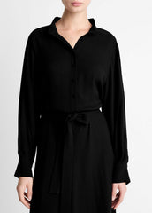 Crepe Collar-Stand Shirt Dress in Dresses | Vince on sale