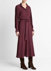 Crepe Collar-Stand Shirt Dress in Dresses | Vince US