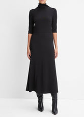 Elbow-Sleeve Turtleneck Dress in Dresses | Vince Online