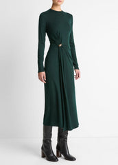 Cinched-Waist Wool-Blend Long-Sleeve Dress in Dresses | Vince sale