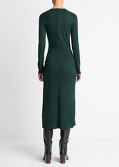 Cinched-Waist Wool-Blend Long-Sleeve Dress in Dresses | Vince sale