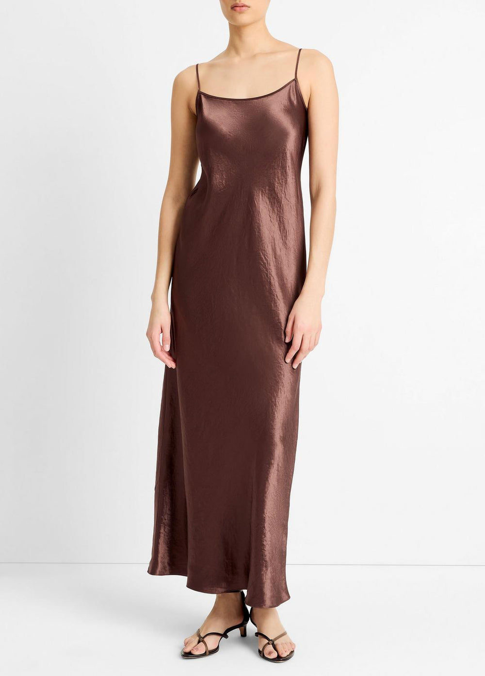 Satin Bias Maxi Slip Dress in Dresses | Vince US