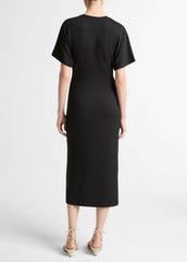 Ruched-Side Matte Jersey Short-Sleeve Dress in Dresses | Vince outlet