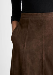 Suede Mid-Rise Flared Skirt in Skirts | Vince US