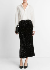 Sequined Velvet Column Skirt in Skirts | Vince outlet