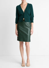 Leather Flared Knee Skirt in Skirts | Vince US