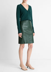 Leather Flared Knee Skirt in Skirts | Vince US