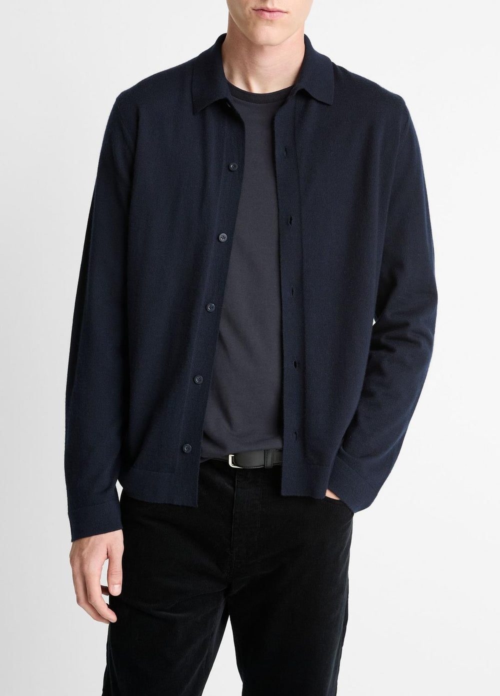 Featherweight Merino Wool-Cashmere Sweater Shirt in Long Sleeve | Vince sale