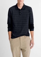 Jacquard-Stripe Cotton Long-Sleeve Polo Shirt in Long Sleeve | Vince Online