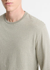 Striped Double-Knit Pima Cotton Long-Sleeve T-Shirt in Long Sleeve | Vince discount