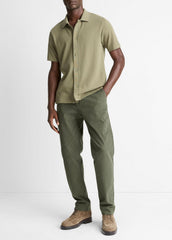 Jacquard-Knit Cotton Short-Sleeve Button-Front Shirt in Short Sleeve | Vince outlet