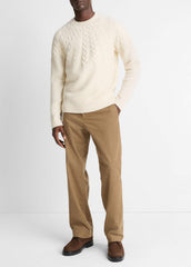 Airspun Merino Wool Cable-Yoke Sweater in Crew Neck | Vince US
