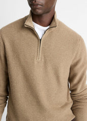 Geo-Jacquard Wool-Blend Quarter-Zip Sweater in Crew Neck | Vince on sale