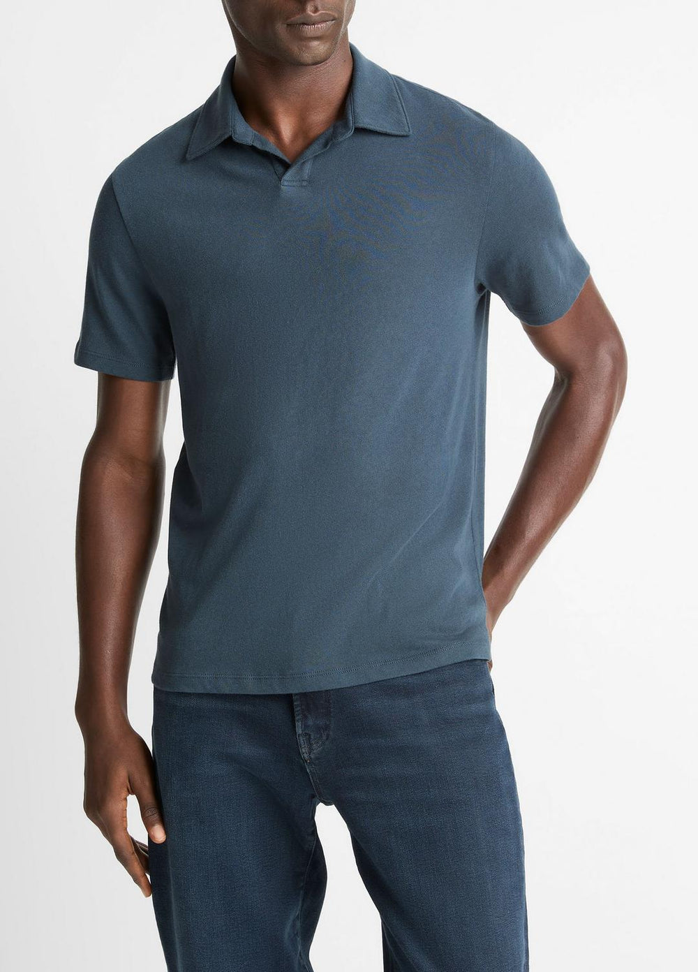 Cotton Johnny-Collar Polo Shirt in Henleys & Polos | Vince outlet