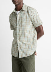 Polson Plaid Cotton Short-Sleeve Button-Front Shirt in Short Sleeve | Vince near me