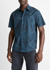 Dyed Camouflage Cotton Short-Sleeve Button-Front Shirt in Short Sleeve | Vince outlet